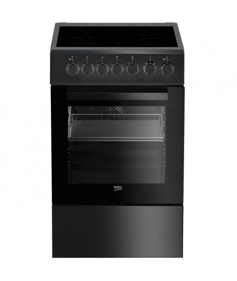 Cuisiniere pose libre BEKO FSS57100GAC - 4 foyers vitrocéramiques - Four convection - 65 L - L 50 x H 85 cm - Gris anthracite