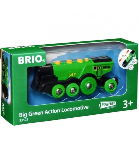 Locomotive Verte Puissante a Piles - BRIO - Circuit de train en bois - Accessoire son & lumiere - Des 3 ans