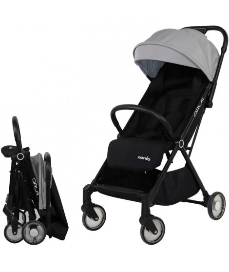 NANIA Poussette ultra compacte Orla - 0-36 mois - Jusqu'a 15kg - Dossier inclinable - Noir