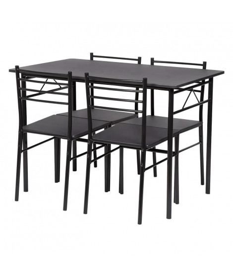 Set table a manger avec 4 chaises - Noir - RIVIERA