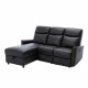Canapé angle gauche - JESS - avec coffre et 1 place relax électrique - Cuir et simili noir - 235x97x98cm