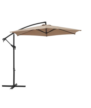 Parasol déporté diametre 3m - structure en aluminium avec toile polyester 180g- Taupe -  Tohota