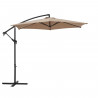 Parasol déporté diametre 3m - structure en aluminium avec toile polyester 180g- Taupe -  Tohota