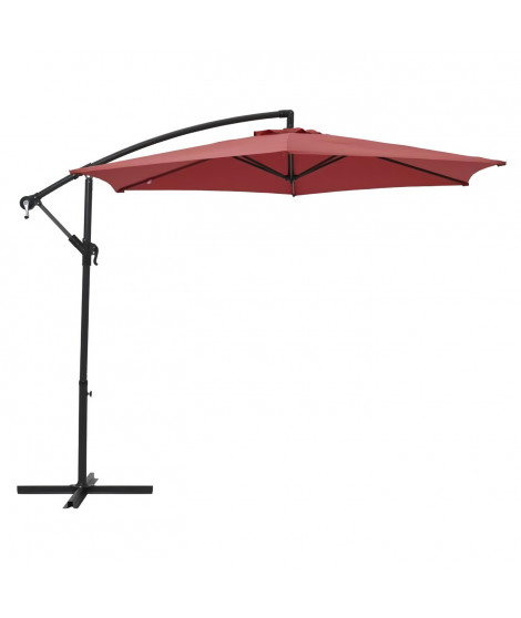 Parasol déporté diametre 3m - structure en aluminium avec toile polyester 180g- Rouge -  Tohota