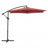 Parasol déporté diametre 3m - structure en aluminium avec toile polyester 180g- Rouge -  Tohota