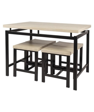 Ensemble Table + 4 tabourets VENUS- Rectangulaire - Panneaux alvéolaires Imitation bois - 4 personnes - L 110 x P 70 x H 75 cm