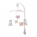 DOMIVA Mobile musical Lapinou - Arche PVC - Peluches amovibles - Blanc/rose - 34 x 65 cm