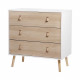 Commode KENT - 3 tiroirs  - Chene et blanc - L 80 x P 40 x H 80,5 cm