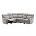 Canapé d'angle dont 2 places relax manuel - Tissu gris - Classique - L 230 x P 230 x H 100 cm - HARVEY