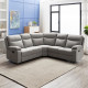 Canapé d'angle dont 2 places relax manuel - Tissu gris - Classique - L 230 x P 230 x H 100 cm - HARVEY