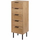 Commode haute 5 tiroirs  - En panneaux de particules avec piétement en métal noir - RUSSELL