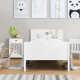 HARO Lit enfant - MDF et Pin Massif - Décor Chene et laqué blanc - Sommier inclus - 90 x 190 cm