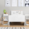 HARO Lit enfant - MDF et Pin Massif - Décor Chene et laqué blanc - Sommier inclus - 90 x 190 cm