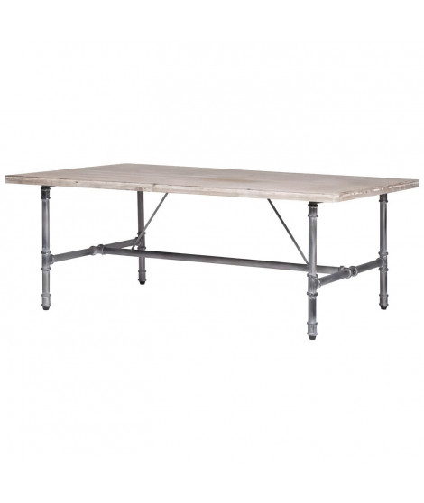 Table basse rectangulaire TULO - Bois et métal- Bois et tube industriel patiné - 120 x 80 x 45 cm