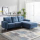 Canapé d'angle droit avec 1 place relax électrique + coffre et port USB - Tissu Bleu - L 260 x P 51 x H 90 cm - FRANKLIN