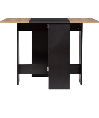 Table a manger pliable VARDA - En panneaux de particules - Essentiel - L 104 x P 76 x H 74 cm - Noir et chene