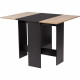 Table a manger pliable VARDA - En panneaux de particules - Essentiel - L 104 x P 76 x H 74 cm - Noir et chene