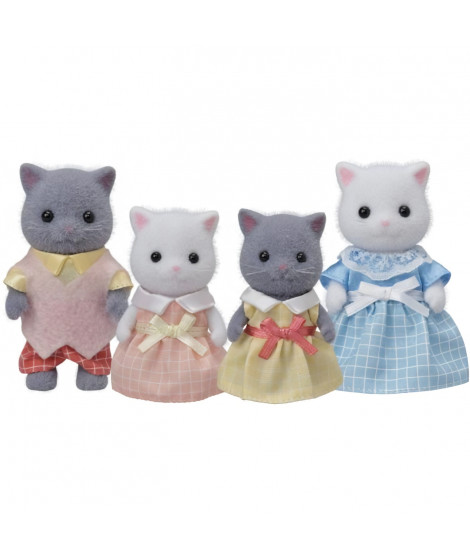 SYLVANIAN FAMILIES - Famille chat persan - 4 personnages articulés et habillés - Pour enfants a partir de 3 ans