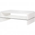 Table basse rectangulaire -MDF- Blanc laqué  - Style contemporain -1 étagere en verre - 120 x 60 x 40 cm - BELLA