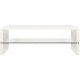Table basse rectangulaire -MDF- Blanc laqué  - Style contemporain -1 étagere en verre - 120 x 60 x 40 cm - BELLA
