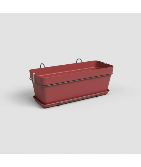 Jardiniere Capri - Plastique - Rouge Foncé - Rectangulaire - 50,2 x 28,5 x H20,7 cm - ARTEVASI