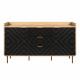 Buffet LINE - Décor bois et noir - 2 portes + 3 tiroirs - L 140 x P 40 x H 80 cm