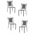 Lot de 4 chaises a manger de jardin - Style zellige - Acier thermolaqué + Textilene  - 50 x 59 x 91 cm