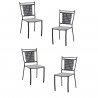 Lot de 4 chaises a manger de jardin - Style zellige - Acier thermolaqué + Textilene  - 50 x 59 x 91 cm