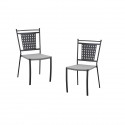 Lot de 2 chaises a manger de jardin - Style zellige - Acier thermolaqué + Textilene  - 50 x 59 x 91 cm