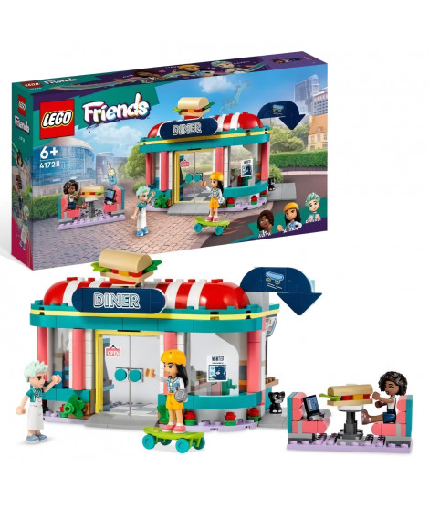 LEGO Friends 41728 Le Snack du Centre-Ville, Jouet Enfants 6 Ans, Mini-Poupées Liane, Aliya