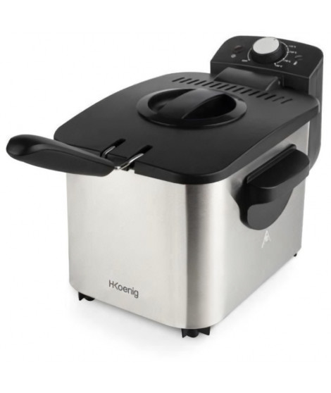 HKoeNIG DFX500 - Friteuse éléctrique - 3 L - 2200W - Température réglable - Corps en acier inoxydable - Panier amovible