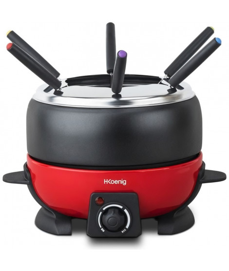 Appareil a fondue électrique rouge et noir - HKoeNIG ALP1800 - 6 personnes - 2L - 800W - Thermostat réglable