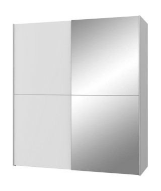 Armoire 2 portes coulissantes + miroir - Panneaux de particules - Blanc mat - L 170,3 x P 61,2 x H 190,5 cm - ULOS