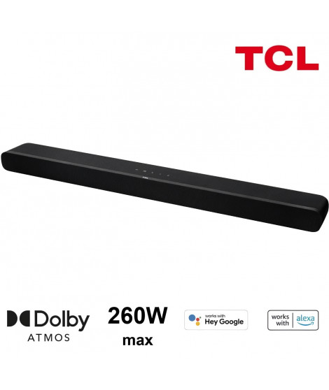 TCL TS8211 - Barre de son Dolby Atmos 2.1 avec caissons de basse intégrés - 260W - HDMI - Chromecast intégré - Compatible Alexa