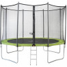 KANGUI Trampoline TWIN Ø 360cm - Vert - avec filet, échelle, couverture de protection