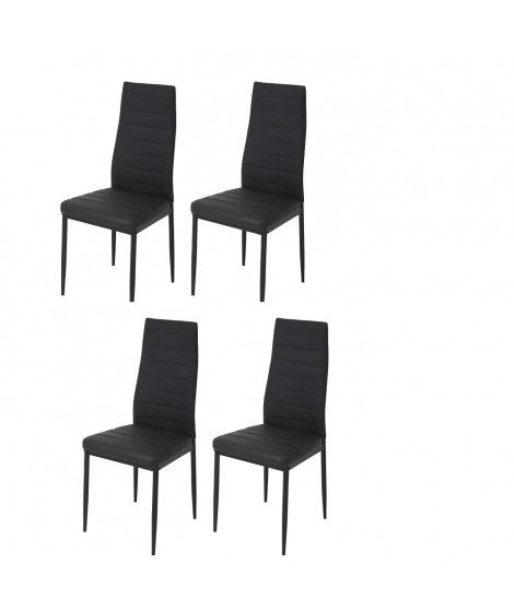 Lot de 4 chaises - Simili noir - L 42 x P 49 x H 97 cm - JIM