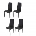 Lot de 4 chaises - Simili noir - L 42 x P 49 x H 97 cm - JIM