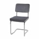 Chaise en velours gris - pieds métal - L 46 x P 57 x H 86 - HOOVER