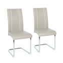 Lot de 2 chaises - Simili gris clair - Pieds en métal - L 44 x P 56 x H 101 cm - GASPARD