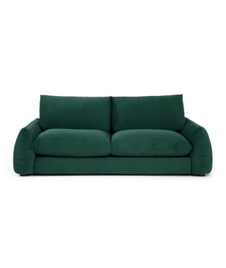 Canapé fixe 3 places TYFA - Velours vert bouteille - L 231 x P 102 x H 78 cm - HEXAGONE