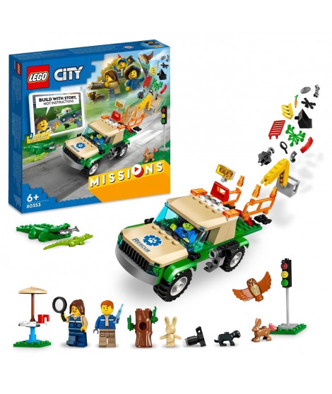 LEGO City 60353 Missions de Sauvetage des Animaux Sauvages, Jouet de Construction Interactif