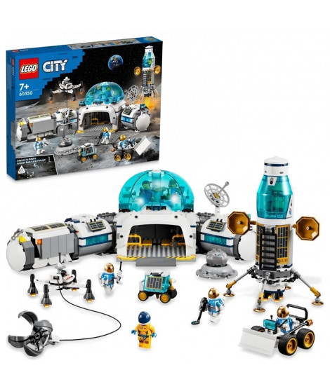 LEGO 60350 City La Base De Recherche Lunaire, Jouet Espace, avec Drone, Rover, Buggy et Astronautes, Garçons et Filles Des 7 Ans