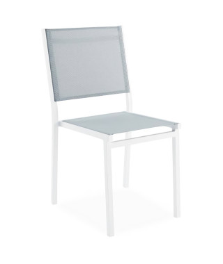Lot de 4 chaises de jardin en aluminium assise textilene  - 48 x 56 x 87 cm - Blanc