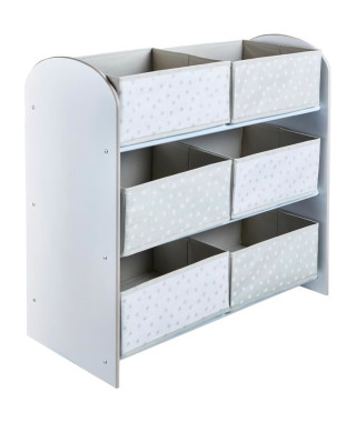 Meuble de rangement a jouets Blanc pour chambre d'enfant avec 6 bacs