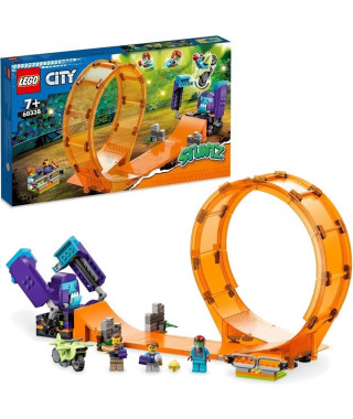 LEGO 60338 City Stuntz Le Looping du Chimpanzé Cogneur, Figurines de Cascadeur Stuntz, Jouet Moto de Cascade, Enfants Des 7 Ans