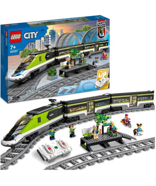 LEGO City Le Train de Voyageurs Express - Jouet de Train Télécommandé - Phares Fonctionnels - Enfants 7 Ans