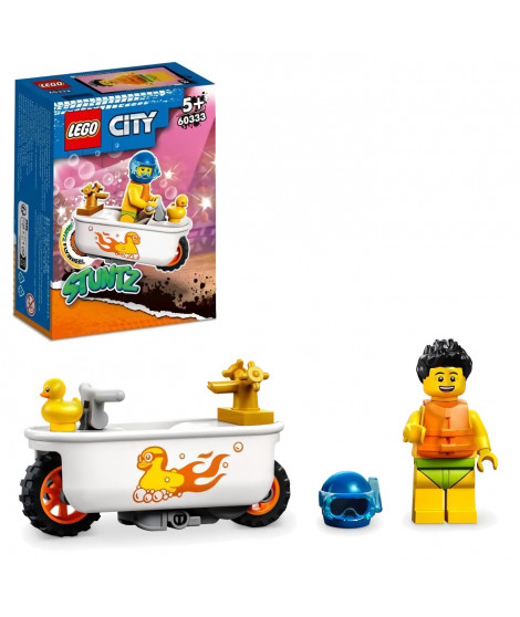 LEGO City Stuntz La Moto de Cascade Baignoire - Jouet avec Minifigurines de Cascadeurs