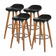 Lot de 4 tabourets de bar - Noir - Pied metal peinture bois - L 39 x P 33 x H 70 cm - OSLO