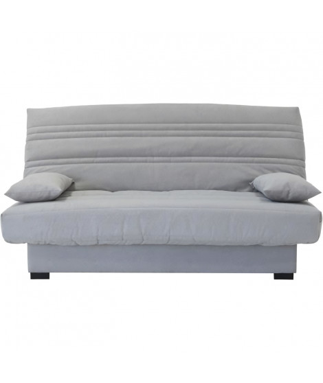 Banquette clic clac 3 places - Matelas 17 cm - Tissu gris clair - L199 x P96 x H103 cm - CHLoe