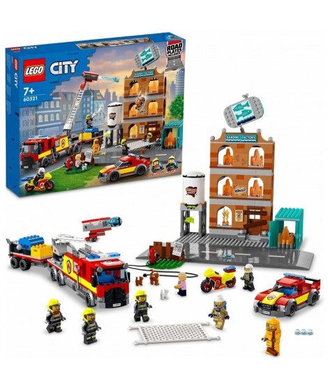 LEGO 60321 City Fire La Brigade des Pompiers, Jouet de Camion, Moto et Remorque, avec Figurine de Chien, Garçons et Filles De…